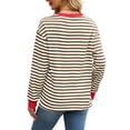 thumbnail image 5 of Karoyedx Long Sleeve Shirts for Women Casual Striped t Shirts for Women Long Sleeve Tops Crew Neck Fitted Tees Casual Trendy Outfits Brown Size,L, 5 of 9