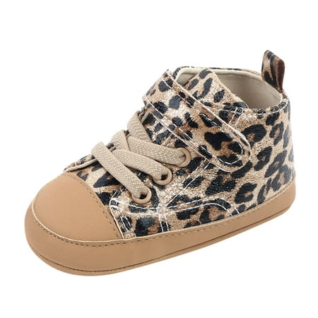

simu Baby Shoes Girls Boys Spring And Summer Children Baby Toddler Shoes Boys And Girls Casual Shoes High Top Lace Up Leopard Print Hook Loop Comfortable Sneakers Shoes for Walking Running