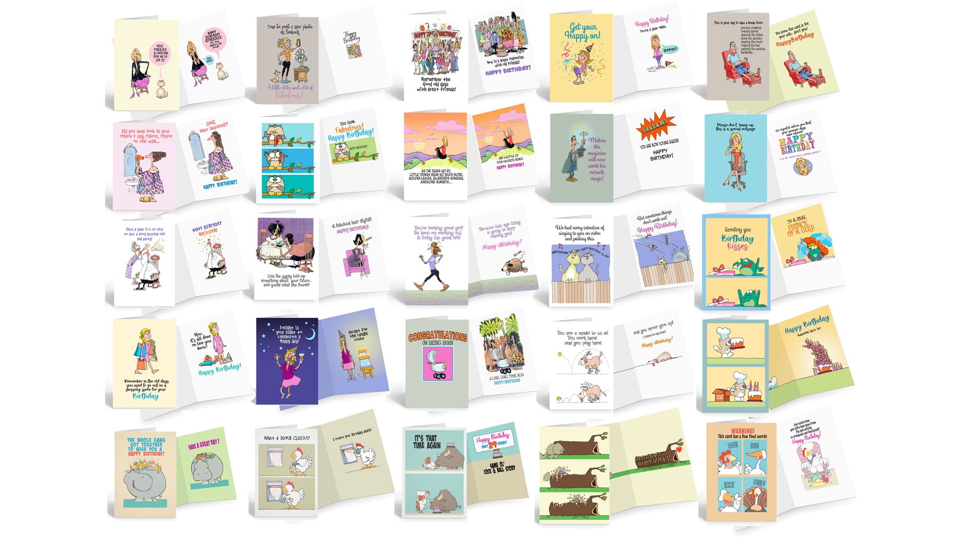 Funny Birthday Card Assortment 25 Cards USA Made Full Color Front