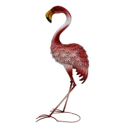 37" Tall Outdoor Garden Statue Flamingo with Sturdy Stand in Pink