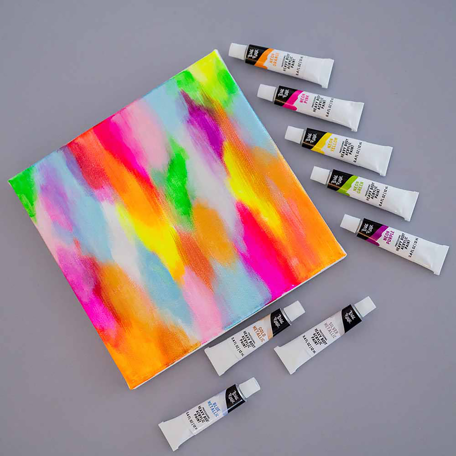 Brea Reese: Professional Heavy Body Acrylic Paint Set - Neon & Metallic Colors - 12 Tubes - Bold Pigments, Water-Based & Non-Toxic, Adult Art Supplies