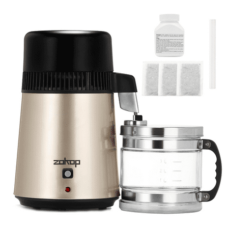 ZOKOP Pure Water Distiller ZB-2 4L 110V 750W Countertop Water Distiller Machine Fully Upgraded Stainless Steel Home Pure Water Purifier Filter Stainless Steel Color US