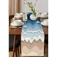 thumbnail image 4 of ERUNPONLY Navy Blue Ombre Stripe Table Runner - 72 Inch Long Abstract Summer Beach Coastal Cotton and Linen Blended Dress Scarves Farmhouse Table Runner for Kitchen Dining, Coffee Table, 16"x72", 4 of 8