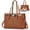 Brown, variant on Lunch Tote Bag for Women 15.6 Inch Laptop Bag with Insulated Lunch Compartment Leather Quilted Computer Teacher Tote for Work,Black
