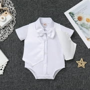 IBTOM CASTLE Baby Boys Baptism Christening Outfit Bowtie Romper Waistcoat Shorts Pants Wedding Party Formal Tuxedo Suit