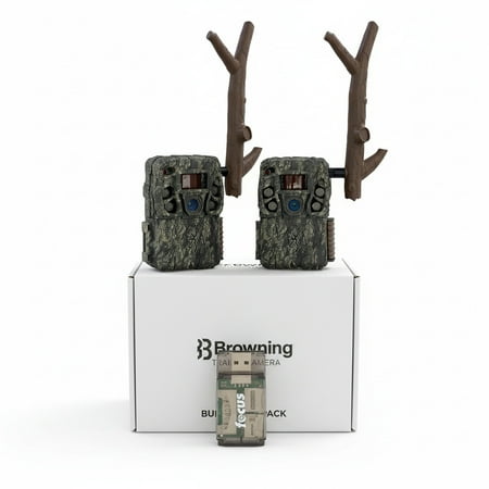 Browning Trail Camera - Defender Wireless Vision Pro HD AI 46MP (2 Pack) Bundle with Long Range Cellular Antenna and Card Reader (5 Items)