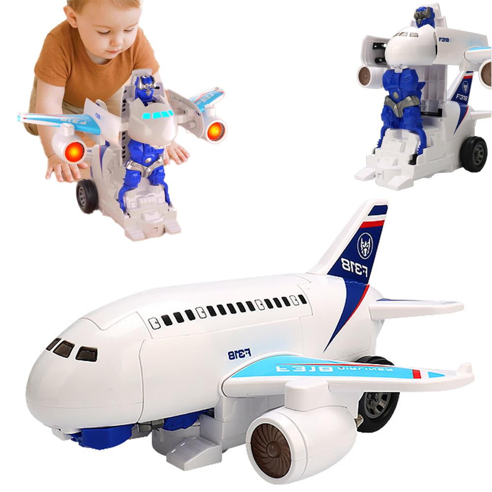 Transformation Airplane Robot Toys Airplane Models with Lights & Sounds Birthday For Childrens Toys Girls Boys Toy Car Gifts 1 Airplane boys, avoidance tech sound and plane boys plane trans