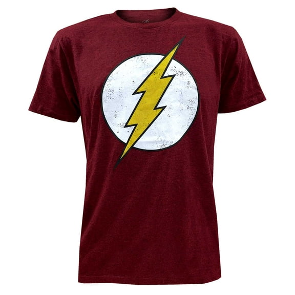 Rex Men's The Flash Lightning Bolt Logo Short Sleeve Cotton Graphic Tee - Red