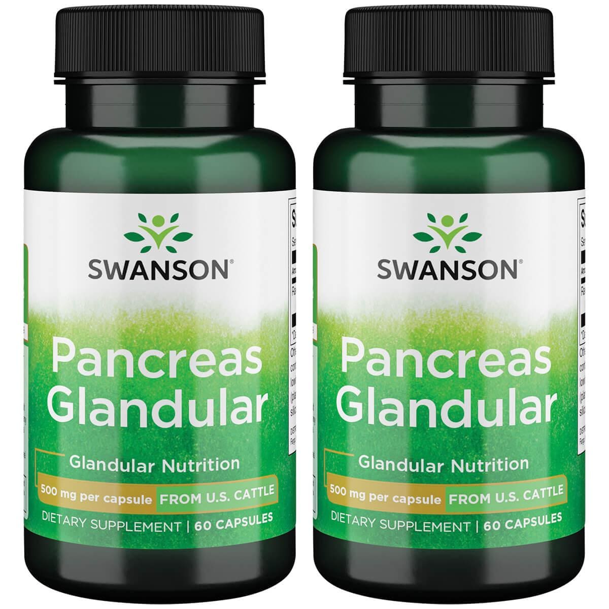 Swanson Pancreas Glandular 500 mg 60 Caps 2 Pack