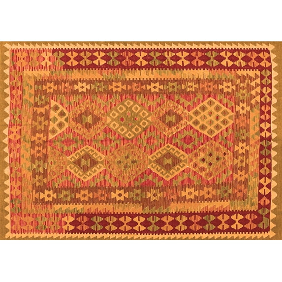 Ahgly Company Indoor Rectangle Southwestern Orange Country Area Rugs, 7' x 9'