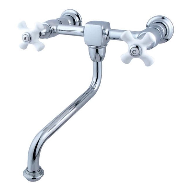 Kingston Brass KS1211PX Robinet d'Évier Mural, Chromé