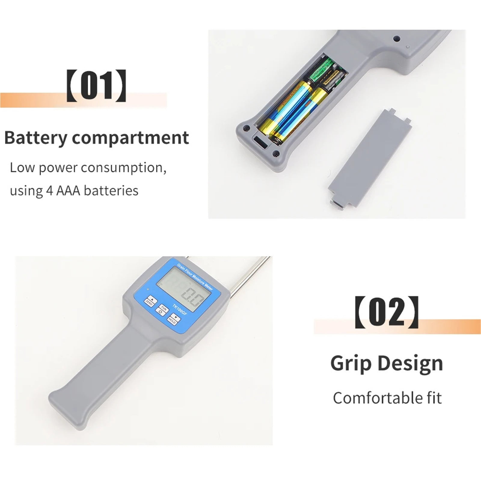 TK100GF Starch Moisture Tester LCD Digital Hygrometer Humidity Analyzer Moisture Detector For Corn Wheat Rice Bean Flour ,Easy to Use