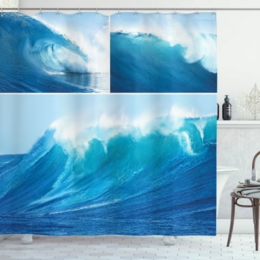 Ambesonne Surf Shower Curtain, Giant Sea Ocean Waves, 69"Wx75"L, Blue