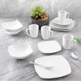 thumbnail image 4 of Zulay Kitchen Luna Plates and Bowls Sets, 16 Piece Modern Porcelain Dish Set for 4, Chip and Scratch Resistant Square Dinnerware Set, Microwave and Dishwasher Safe, Pearl White, 4 of 7
