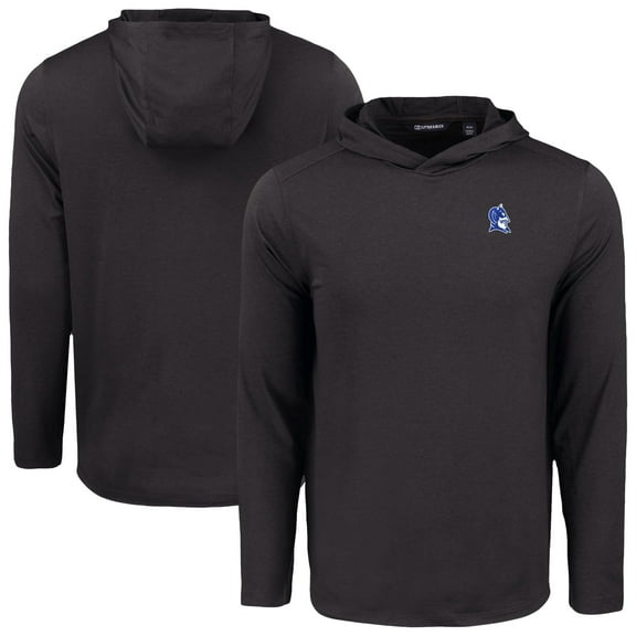 Men's Cutter & Buck Black Duke Blue Devils Coastline Epic Comfort Eco Recycled Long Sleeve Hoodie T-Shirt
