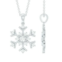 Rosec Jewels Natural Diamond Snowflake Necklace with Chain - HI-SI Quality - Christmas Gift for Women, 925 Sterling Silver