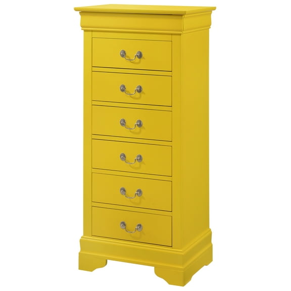 Passion Furniture Louis Phillipe White 7 Drawer Chest of Drawers (22 in L. X 16 in W. X 51 in H.)