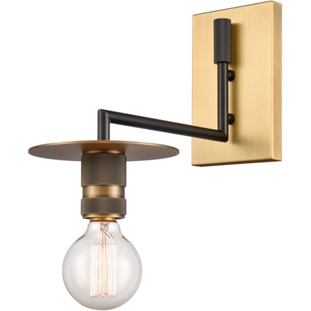 

Black Brushed Brass Tone Wall Sconces 6 Wide Steel/Cast Brass Medium Base LED 1 Light Fixture