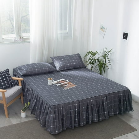 Bed Skirt Style Aloe Vera Cotton Bedspread for Double Mattress