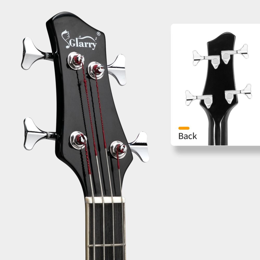 44.5in Acoustic Electric Bass Guitar, Full Size 4 String Electric Bass Guitar w/ 4-Band Equalizer EQ-7545R - Black
