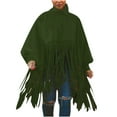 thumbnail image 2 of Flash Picks Sale Halloween Juebong Women's Turtleneck Lantern Sleeves Tassel Cape Top Fashion Solid Color Cloak Fringes Coat Tops, 2 of 9