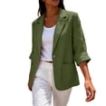 thumbnail image 5 of BODOAO Women's 2026 Trendy Business Casual Blazer Jacket Lightweight 3/4 Sleeve Suit Cardigan Open Front Work Office Lapel Outerwear Classic Plain Coats with Pockets Slim Fit Green S, 5 of 8