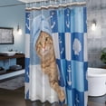 thumbnail image 6 of Funny Cat Bathing Shower Curtain, Shell Anchors Towel Modern Abstract Waterproof Shower Curtain Set with 12 Hooks Lightweight Bath Curtains Fabric Bathroom Decor 36x72 Inches, 6 of 9