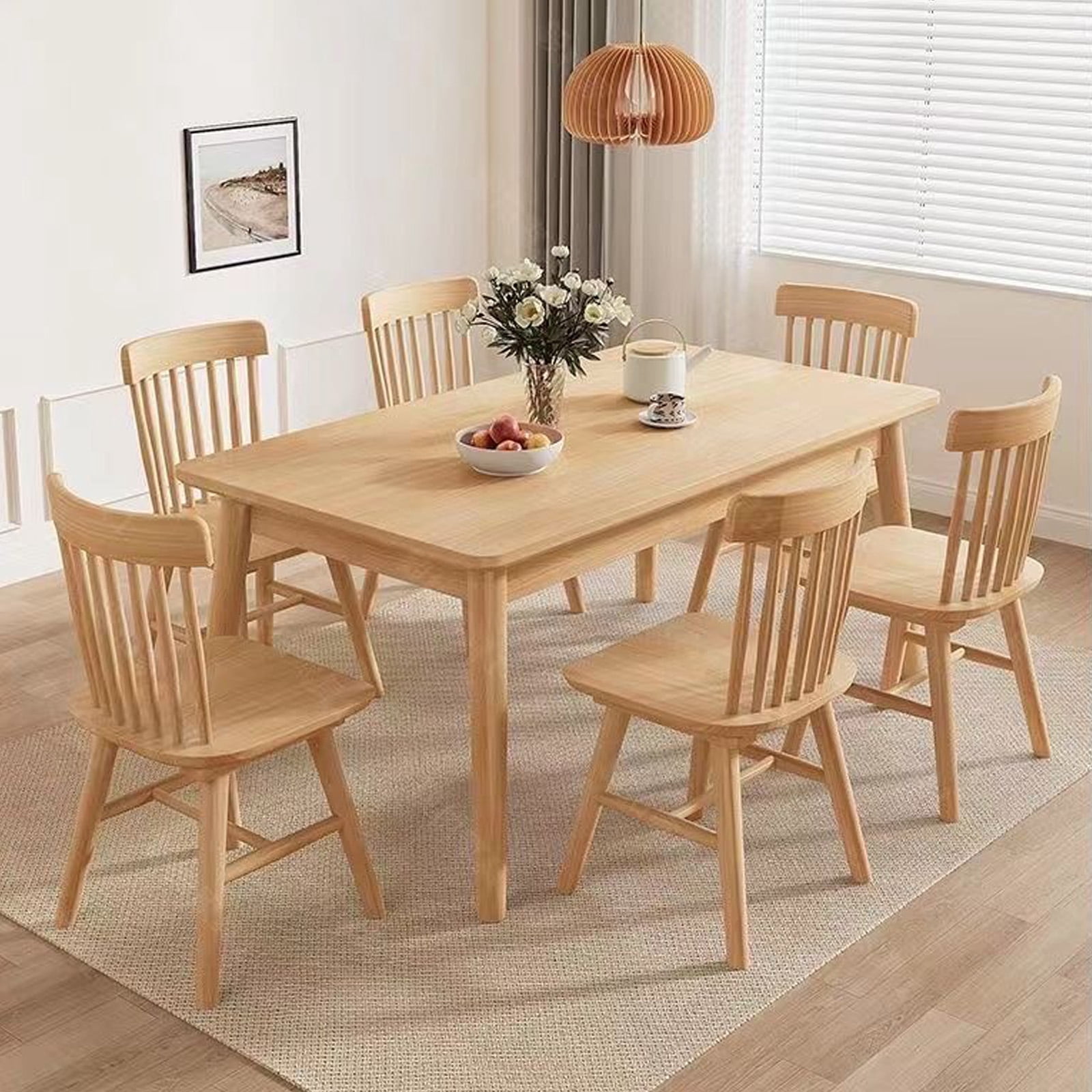 SUSUZI 47" Solid Oak Dining Table  Mid-Century Modern Wood Kitchen Table for Small Spaces, Table Olny