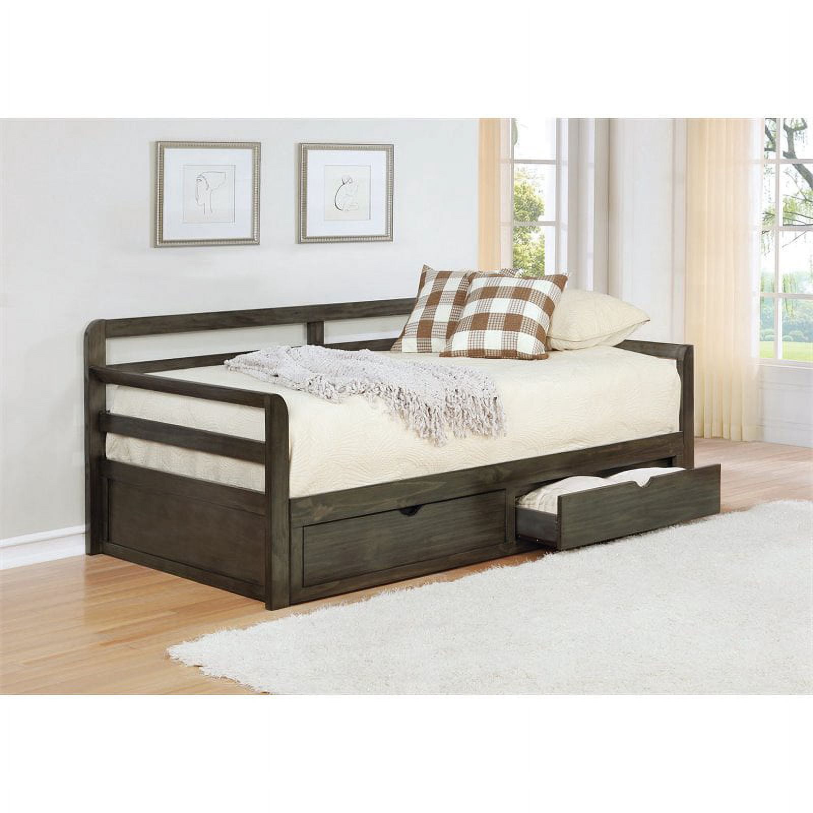 Coaster Sorrento 2 Drawer Twin Daybed with Extension Trundle in Grey