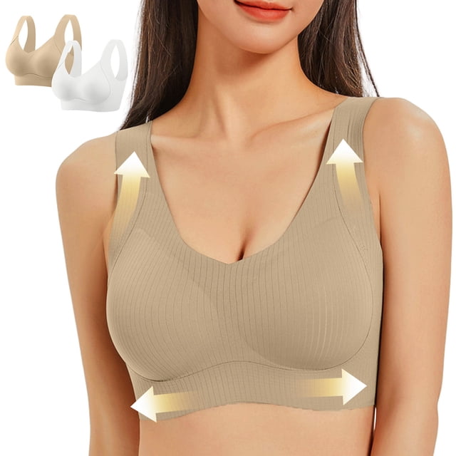Diufon 2 Pack Womens Plus Size Bras Wireless Everyday Full Coverage Support Bras Comfortable Sports Yoga Bralettes