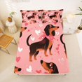 thumbnail image 5 of Homewish Kawaii Pet Dachshund Bed Sheets,Cute Heart Print Full Size Sheets,Pink,4pcs,1 Flat Sheet, 1 Fitted Sheet and 2 Pillowcases, 5 of 6