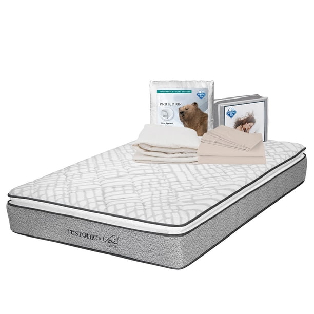 Colchón Queen Size Vail Restonic + 1Juegod e sábanas + Protector de colchón