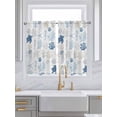 thumbnail image 2 of Tier Curtains 45 Inches Long, Navy Blue Coastal Window Treatment Curtain Drapes, Nautical Summer Beach Coral Sea Turtle Window Half Privacy Curtains for Bedroom Bathroom, 42"x45", 2 Panels, 2 of 7