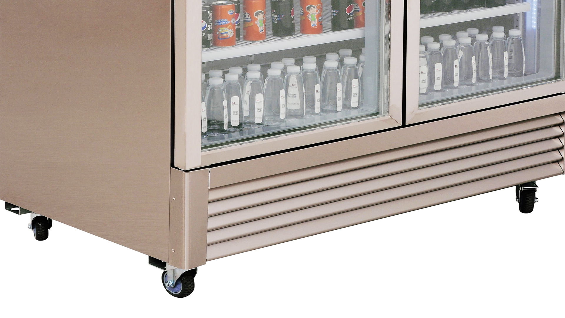 54" W Commercial Display Refrigerator 2 Glass Door Merchandiser 43 Cu.Ft.Stainless Steel Reach-in Glass Door Upright Fan Cooling Refrigerator