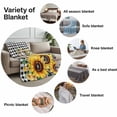 thumbnail image 6 of Throw Blanket for Couch Sunflower Soft Fleece Flannel Blankets Cozy Lightweight Blanket for Home Sofa Living Room Flower Black Plaid Bed Throws 60" x 80", 6 of 9