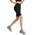 thumbnail image 2 of Yoga Shorts for Women Lightweight Solid Print High Waist Lifting Slim Fit Stretchy Gym Shorts for Athletic Wear Black L, 2 of 3