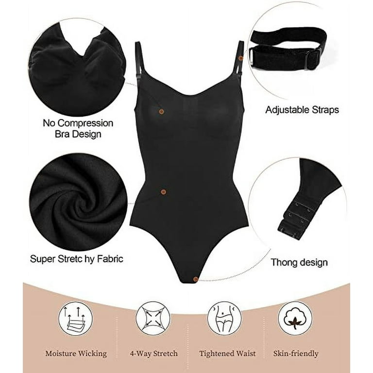  YOLAI Women Deep V Neck Bodysuits Adjustable Straps Tummy  Tucking Shapewear Seamless Sexy Body Shaper Thong (Black, XL) : Clothing,  Shoes & Jewelry