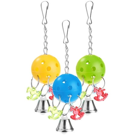 3 Pcs Chain Toys with Bells for Large Medium Parrots Like African Grey and Cockatoos
