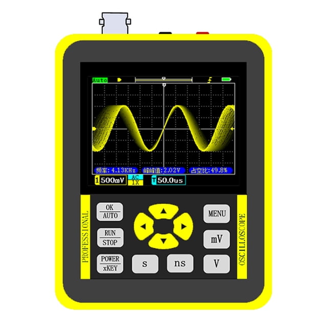 TFixol Handheld Mini Digital Oscilloscope with 2.4 Inches Color Screen 120M Bandwidth 500M Sampling Rate for Maintenance and DIY Electronic Test