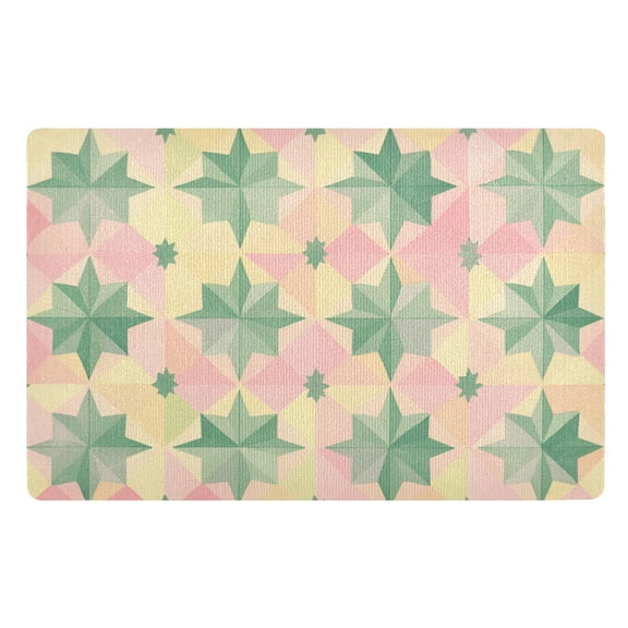 Yayeee Doormat for Inside 20"x32" Absorbent Low-Profile Washable Non-Slip Rubber Backed Entryway Rug, Retro Symmetrical Stars