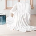 thumbnail image 2 of Deconovo Manta de cama Twin-XL, suave y ligera, blanca, 152 cm de ancho x 203 cm de largo, manta de forro polar, suave y acogedora, microfibra de lujo, 2 of 7