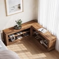 thumbnail image 4 of Finmind 2-Piece L-Shaped Corner Shoe Bench, Modular Wooden Nook Bench with Storage Shelves, 4 of 7