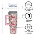 thumbnail image 4 of Pink Christmas Red Truck and Snowman Pattern Tumbler with Handle and Lid,40oz Double Wall Vacuum Insulated Tumbler,Cups Gift for Women and Men, 4 of 7