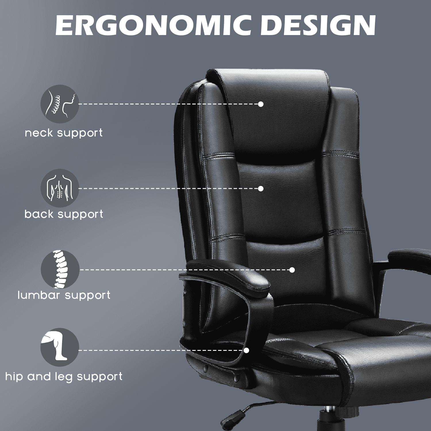 PUKAMI Office Desk Chair,Big And Tall Managerial Executive Chair,High Back Computer Chair