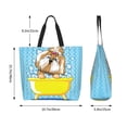thumbnail image 6 of Bingfone Canvas Tote Bag For Women With Inner Pocket Aesthetic Cute Shopping Tote Bags Reusable Grocery Bags-Dog Takes A Bath In The Bathtub, 6 of 9