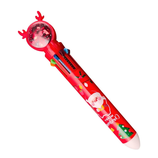 4 Stylos 10 Couleurs Stylos à Bille de Noël à Pression Colorés Marqueurs Multifonctions 2 ml