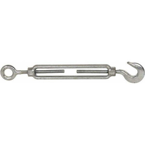 Made in USA 400 Lb Load Limit, 1/4" Thread Diam, 4" Take Up, Steel Hook & Eye Turnbuckle