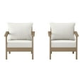 thumbnail image 2 of WestinTrends Avalon Outdoor Modern HDPE Patio Club Chairs with Deep Seat Cushions (Set of 2), Weathered Wood/White, 2 of 5