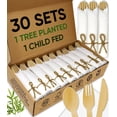 thumbnail image 1 of EcoPreps Premium Pre-Rolled Napkin and Bamboo Cutlery Set (30 Pack, 120 PCS) 100% Biodegradable, Eco-Friendly, Disposable Wrapped Cutlery - Includes Pre-Wrapped Bamboo F, 1 of 9