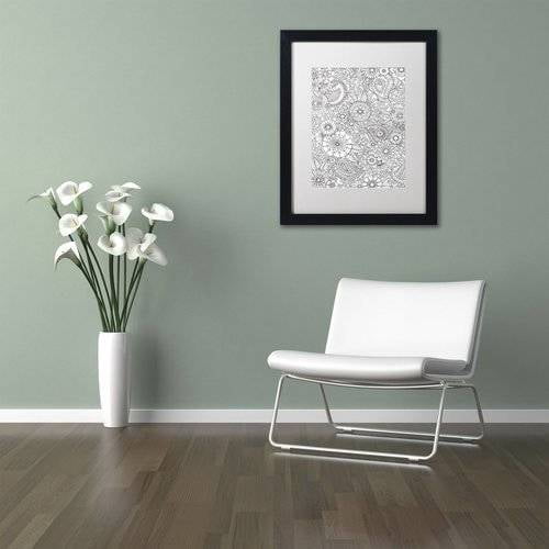 Trademark Fine Art "Paisley Floral" Canvas Art by Hello Angel, White Matte, Black Frame